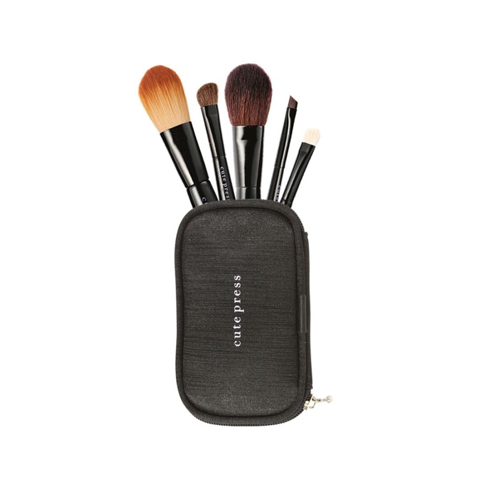 Cute press PROFESSIONAL BRUSH SET ชุดแปรงแต่งหน้าขนาดพกพาคุณภาพระดับมือโปร(แปรง 5 ชิ้น พร้อมกระเป๋า)