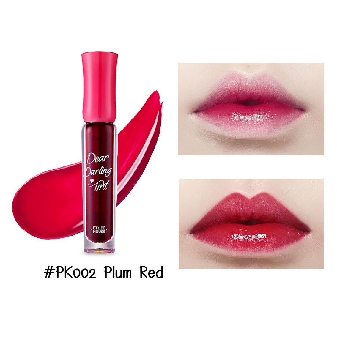 Etude Dear Darling Water Gel Tint 4.5g #PK002 (Plum Red) ลิปทินท์เนื้อเจล ที่ผสานไปด้วยสารสกัดจากผลไม้ ให้ความชุ่มชื้นและสีที่ชัดติดทน