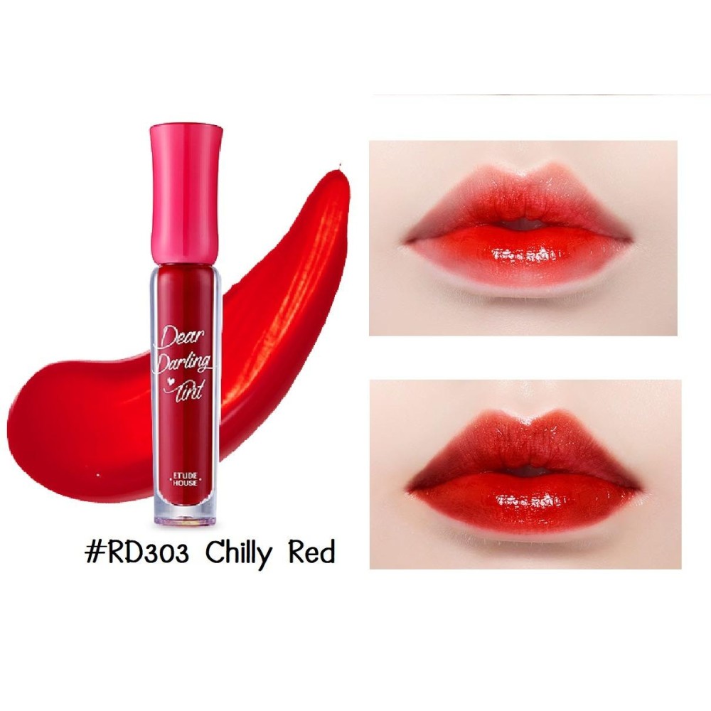 Etude Dear Darling Water Gel Tint 4.5g #RD303 (Chilly Red) ลิปทินท์เนื้อเจล ที่ผสานไปด้วยสารสกัดจากผลไม้ ให้ความชุ่มชื้นและสีที่ชัดติดทน