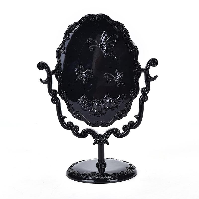 แฟชั่นสาว Desktop Rotatable Gothic Rose โต๊ะเครื่องแป้งกระจกผีเสื้อสีดำสีดำ แฟชั่นสาว Desktop Rotatable Gothic Rose โต๊ะเครื่องแป้งกระจกผีเสื้อสีดำสีดำ