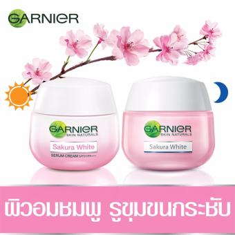 BESTSELLING : GARNIER ชุดเซ็ตซากุระไวท์ครีม (เดย์ครีม 50 มล. + ไนท์ครีม 50 มล.) Set Garnier Sakura White (Day Cream 50ml + Night Cream 50ml) Bright BESTSELLING : GARNIER ชุดเซ็ตซากุระไวท์ครีม (เดย์ครีม 50 มล. + ไนท์ครีม 50 มล.) Set Garnier Sakura White (Day Cream 50ml + Night Cream 50ml) Bright