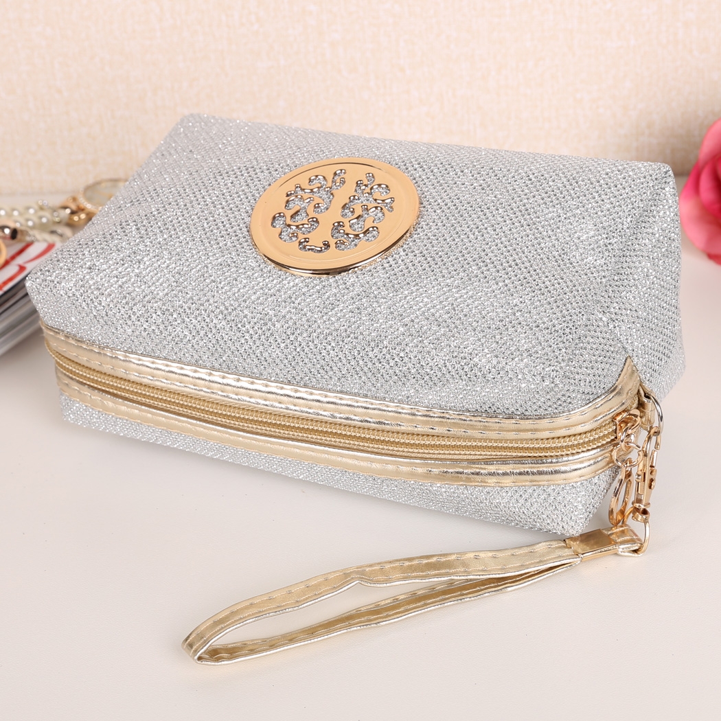 Jingle Travel ที่เก็บของจำนวนมากองค์กรกระเป๋าเครื่องสำอาง (Silver)