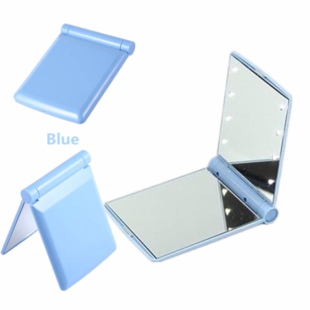 JJ กระจกแบบพกพา ไฟ LED สุดอเนกประสงค์ Compact Cosmetic Mirror(Blue) JJ กระจกแบบพกพา ไฟ LED สุดอเนกประสงค์ Compact Cosmetic Mirror(Blue)