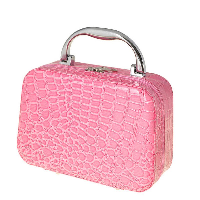 กระเป๋าใส่เครื่องสำอาง ของจุกจิก PU Leather Cosmetic Makeup Box Case - Pink กระเป๋าใส่เครื่องสำอาง ของจุกจิก PU Leather Cosmetic Makeup Box Case - Pink