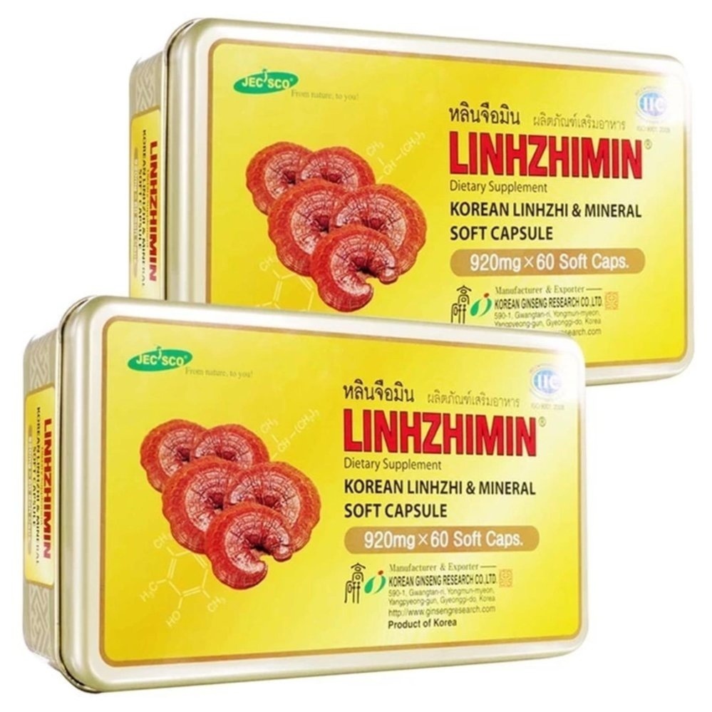 Linhzhimin หลินจือมิน เห็ดหลินจือแดงสกัด บำรุงร่างกาย ดูแล เบาหวาน ความดัน ภูมิแพ้ (60 เม็ด x 2 กล่อง)