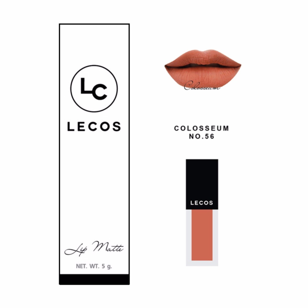 ลิปสติกเนื้อแมท ลิปจิ้มจุ่ม สีแจ่ม สดใส Lipstick Matte ลิปสติกสีสวย ติดทน ยอดฮิต มาแรงใหม่ล่าสุด ปากไม่ดำ ไม่ลอกไม่แห้ง ลิป organic Lecos Lip Matte COLOSSEUM NO.56 (Orange Brown) สีส้มเข้มตุ่น ส้มน้ำตาล ส้มอิฐ 1แท่ง