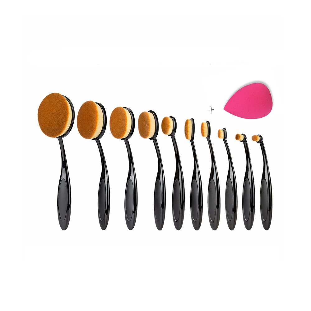 MagiDeal 10 แปรงสีฟันแปรงแต่งหน้ารูปไข่แป้งรองพื้นแปรง + ฟองน้ำเกลี่ยหน้าพัฟ - INTL MagiDeal 10 แปรงสีฟันแปรงแต่งหน้ารูปไข่แป้งรองพื้นแปรง + ฟองน้ำเกลี่ยหน้าพัฟ - INTL