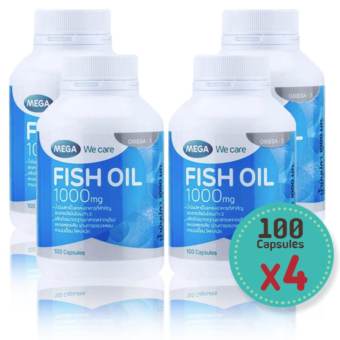 Mega We Care Fish Oil 1000 mg ( 100 เม็ด) x ( 4 ขวด) น้ำมันปลา 1000 มก
