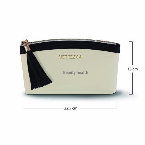 MERREZ'CA Cosmetic Bag กระเป๋าใส่เครื่องสำอาง (สีครีม) ขนาด 21x13x6 cm