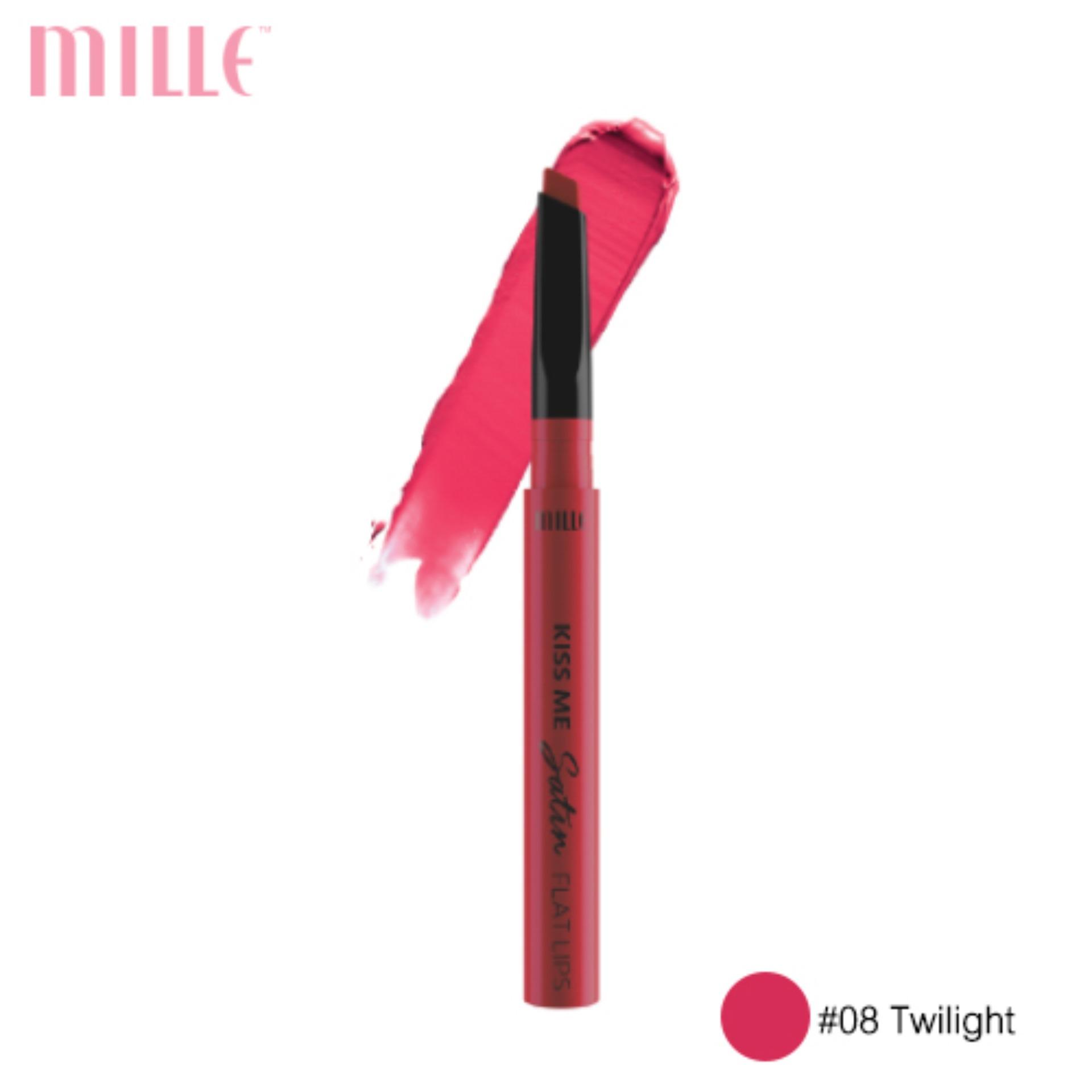 Mille ลิปสติกและดินสอเขียนขอบปากในแท่งเดียว Kiss Me Satin Flat Lips 0.3g. Mille ลิปสติกและดินสอเขียนขอบปากในแท่งเดียว Kiss Me Satin Flat Lips 0.3g.