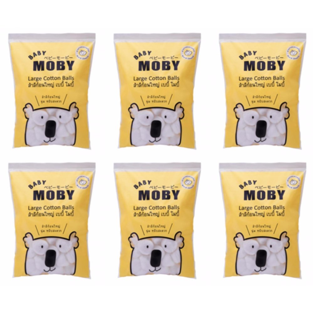 Moby Cotton สำลีก้อนใหญ่ เบบี้ โมบี้ แพค 6 ถุง Moby Cotton สำลีก้อนใหญ่ เบบี้ โมบี้ แพค 6 ถุง