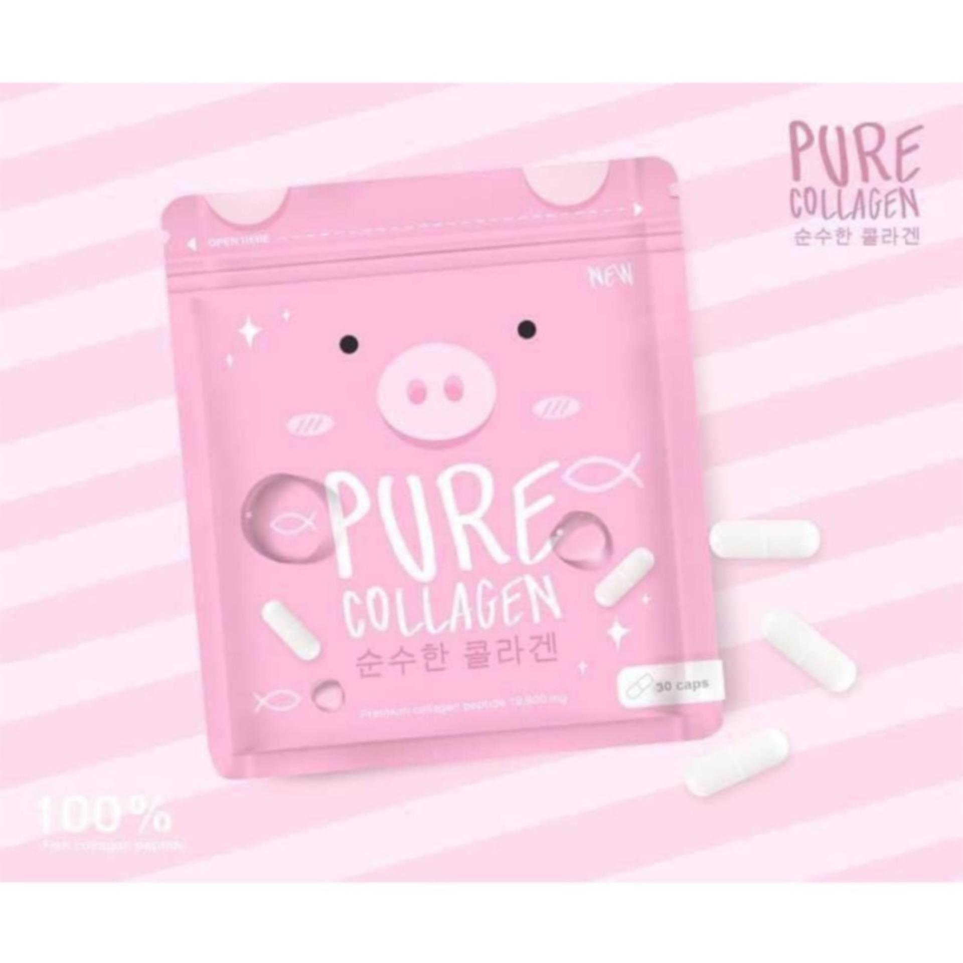 Mumu Collagen Pure Collagen มูมู่คอลลาเจน เพียวคอลลาเจน คอลลาเจนบำรุงผิวขาวเนียน กระจ่างใส 15,000mg. บรรจุซองละ 30 แคปซูล (1 ซอง)