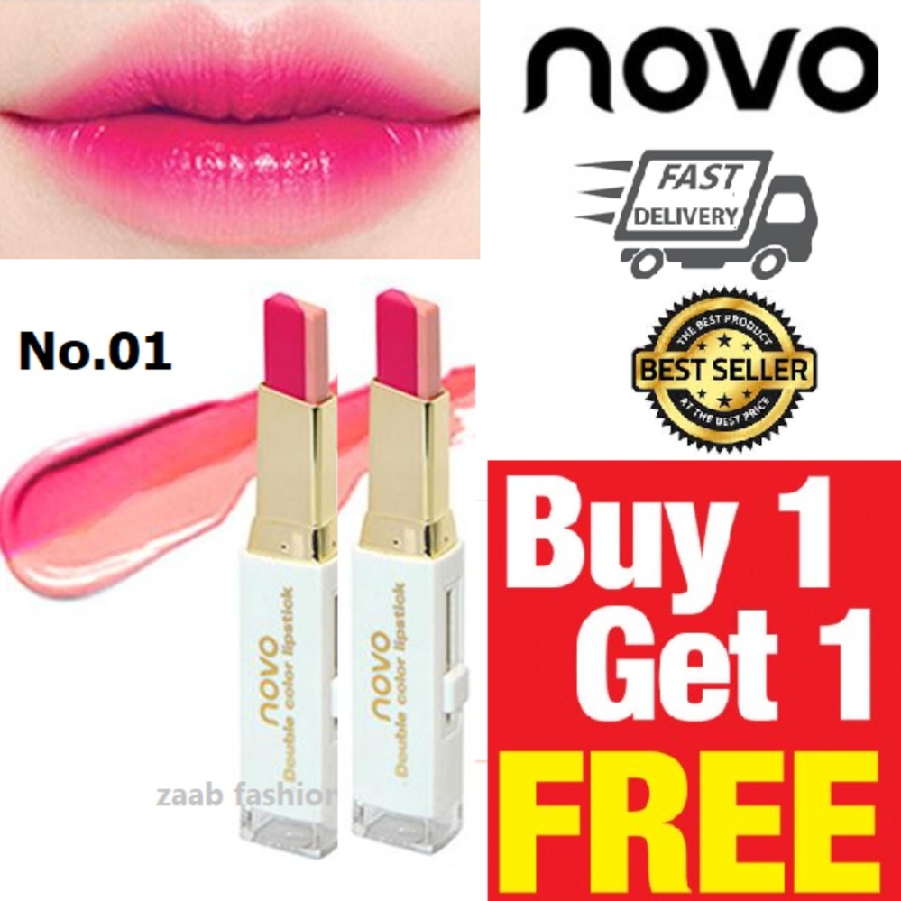 Novo Double Color Lipstick (ซื้อ 1 แถม 1 ) ของแท้ 100%(Zaab Fahion) โนโว ลิปสติก 2 สีในแท่งเดียว ลิปสติกทูโทน โทนสีสวยแซ่บ เนื้อเป็นลิปบาล์ม มีมอยเจอไรเซอร์ บำรุงริมฝีปาก ทาง่าย เฉดสีชัด ติดทนนาน 2 Tone Novo Double Color Lipstick (ซื้อ 1 แถม 1 ) ของแท้ 100%(Zaab Fahion) โนโว ลิปสติก 2 สีในแท่งเดียว ลิปสติกทูโทน โทนสีสวยแซ่บ เนื้อเป็นลิปบาล์ม มีมอยเจอไรเซอร์ บำรุงริมฝีปาก ทาง่าย เฉดสีชัด ติดทนนาน 2 Tone
