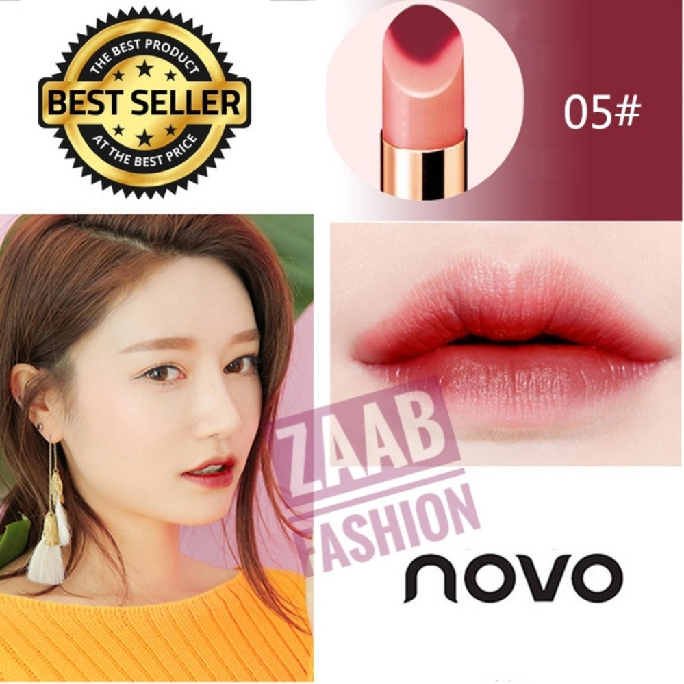NOVO Lipstick ของแท้ 100% (Zaab Fashion) Novo Double colors ติดทนนาน กันน้ำ มีมอยเจอร์ไรเซอร์ให้ความชุ่มชื้น แท่งสีทองฝาปิดแม่เหล็ก Novo แบรนด์นี้ไม่เคยทำให้สาวๆ ผิดหวัง NOVO Lipstick ของแท้ 100% (Zaab Fashion) Novo Double colors ติดทนนาน กันน้ำ มีมอยเจอร์ไรเซอร์ให้ความชุ่มชื้น แท่งสีทองฝาปิดแม่เหล็ก Novo แบรนด์นี้ไม่เคยทำให้สาวๆ ผิดหวัง