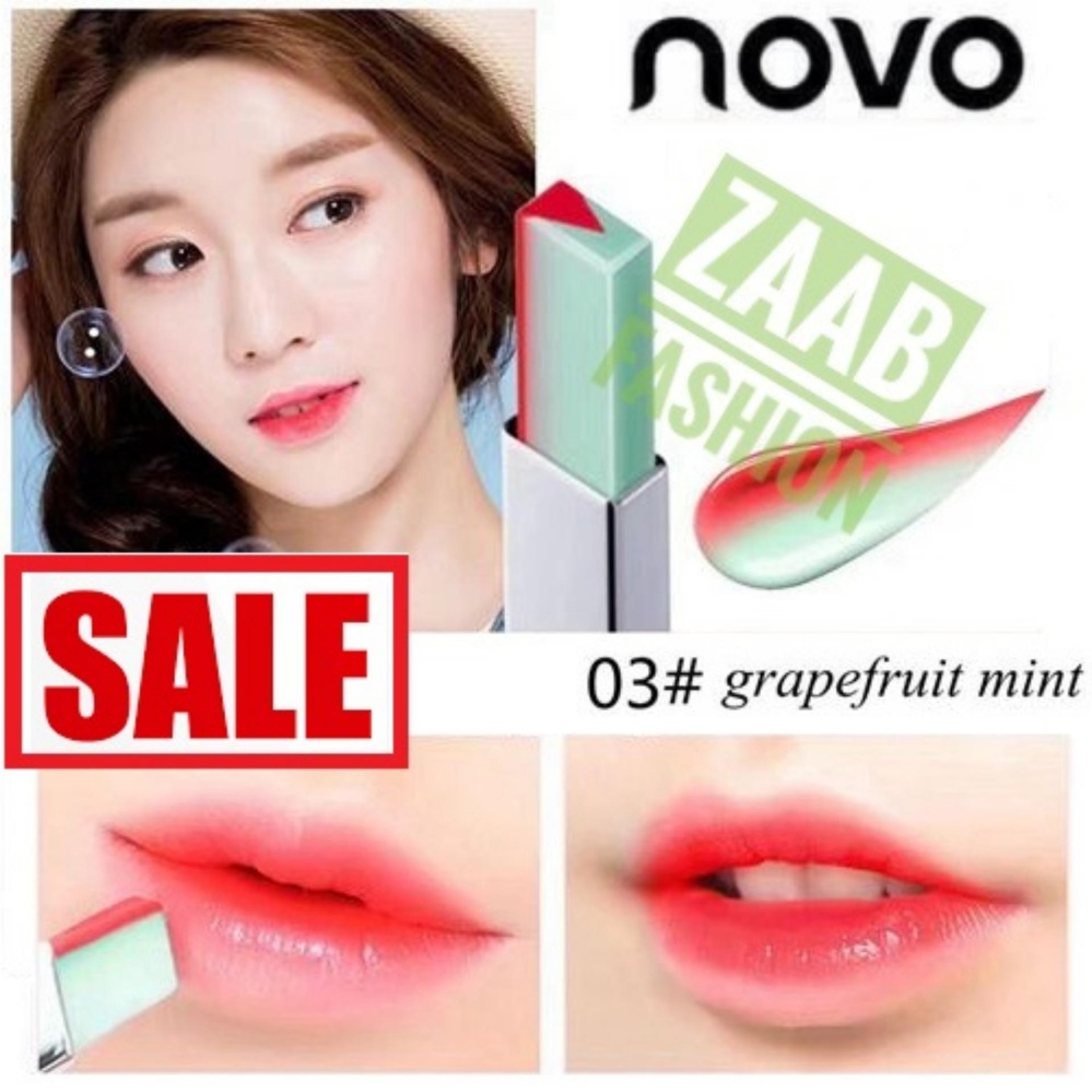 novo Tint Lip ของแท้ 100% (Zaab Fashion) โนโว ลิปทูโทน เทรนด์ทาปากไล่สีแบบสาวเกาหลี โทนสีสวยแซ่บ มีมอยเจอไรเซอร์ บำรุงริมฝีปาก ทาง่าย กันน้ำ ติดทนนาน สีสวยสดใส ริมฝีปากดูมีมิติ ฮิตสุด แรงสุดในตอนนี้ Novo Lipstick