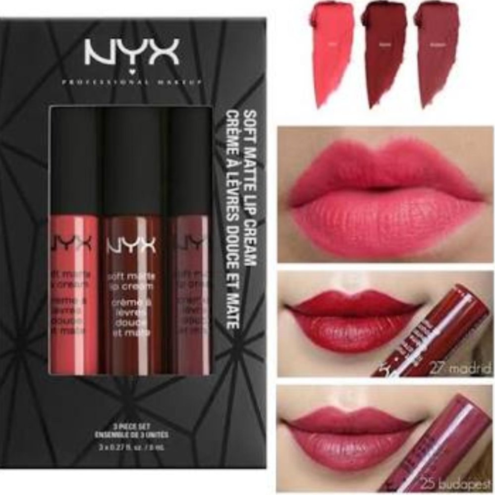 NYX Soft Matte Lip Cream 3 Piece Set #08 โทนสีชมพู-แดง NYX Soft Matte Lip Cream 3 Piece Set #08 โทนสีชมพู-แดง