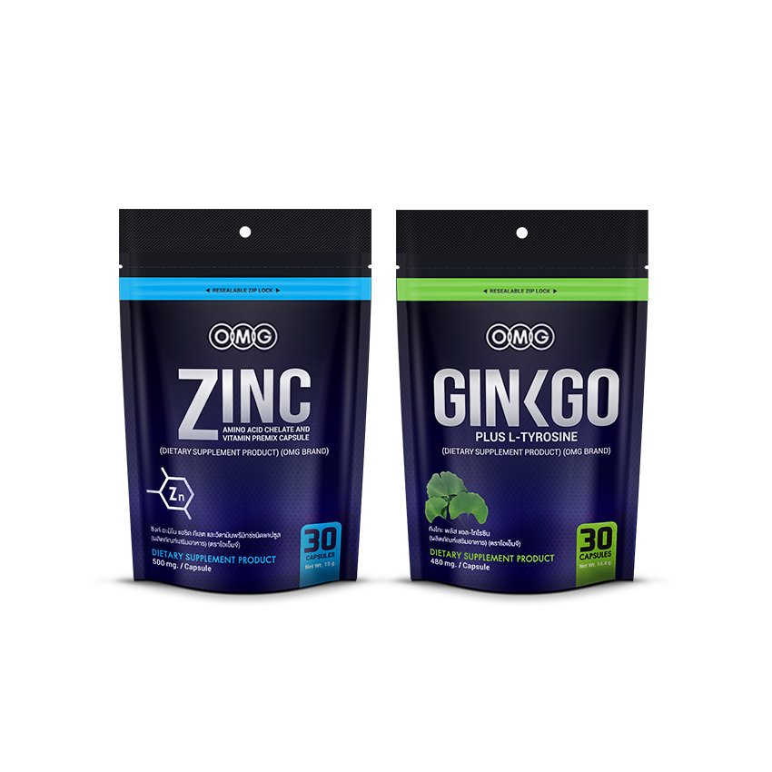 OMG Zinc Amino Acid + OMG Ginkgo Plus L-Tyrosine ( เซ็ทอะมิโนเสริมสุขภาพวัยทำงาน ) OMG Zinc Amino Acid + OMG Ginkgo Plus L-Tyrosine ( เซ็ทอะมิโนเสริมสุขภาพวัยทำงาน )