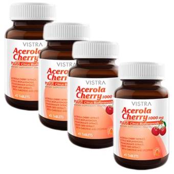 Vistra Acerola cherry 1,000 mg 45 tablet x4วิสทร้า อะเซโรลาเชอร์รี่*4 Vistra Acerola cherry 1,000 mg 45 tablet x4วิสทร้า อะเซโรลาเชอร์รี่*4