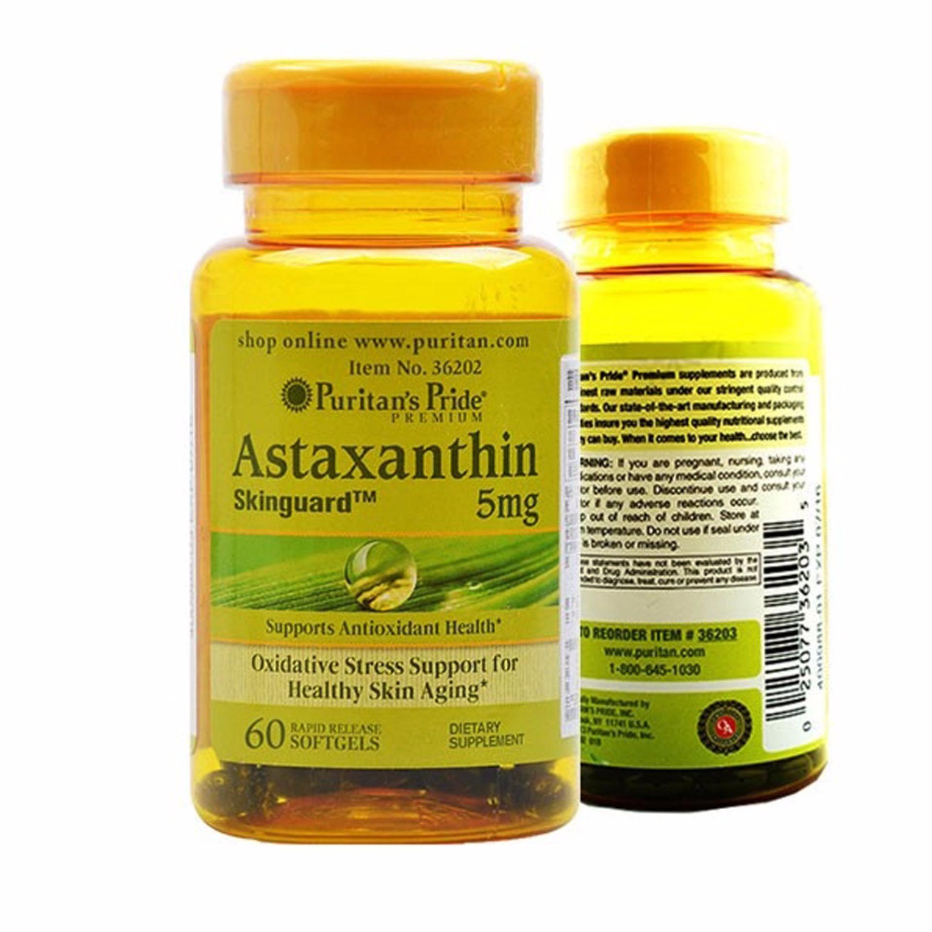 Puritan's Pride Astaxanthin 5 mg. 60 softgel (1กระปุก) Puritan's Pride Astaxanthin 5 mg. 60 softgel (1กระปุก)