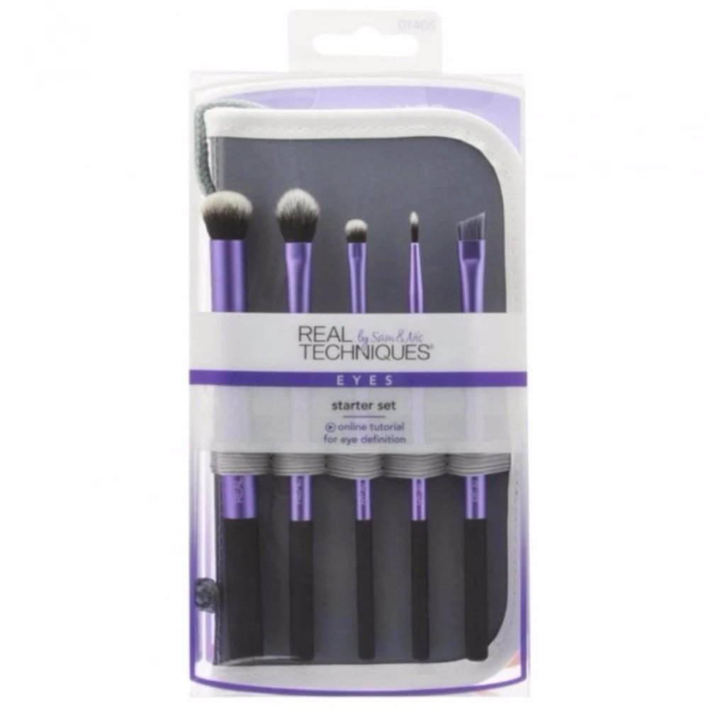 Real Techniques สีม่วง5ชิ้น Starter Set(กระเป๋าเทา)1ชิ้น