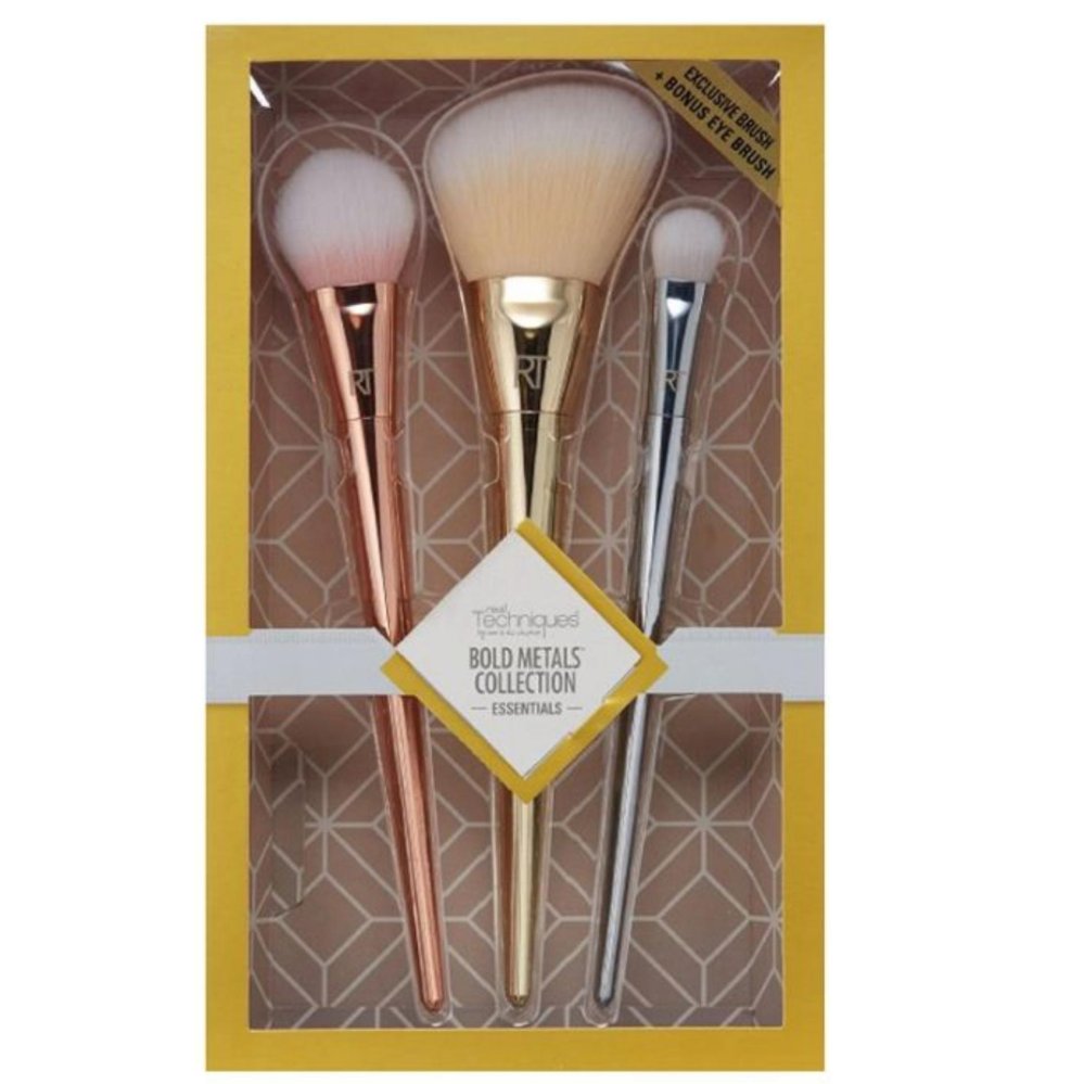 Real Techniques 3 full-size brushes Cheek & Lip Set Golden (1ชิ้น)