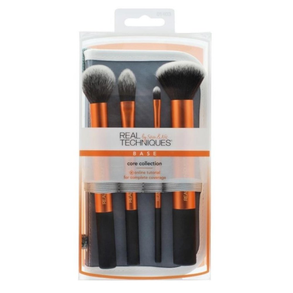 Real Techniques สีส้ม4ชิ้น Core Collection(กระเป๋าเทา)1ชิ้น