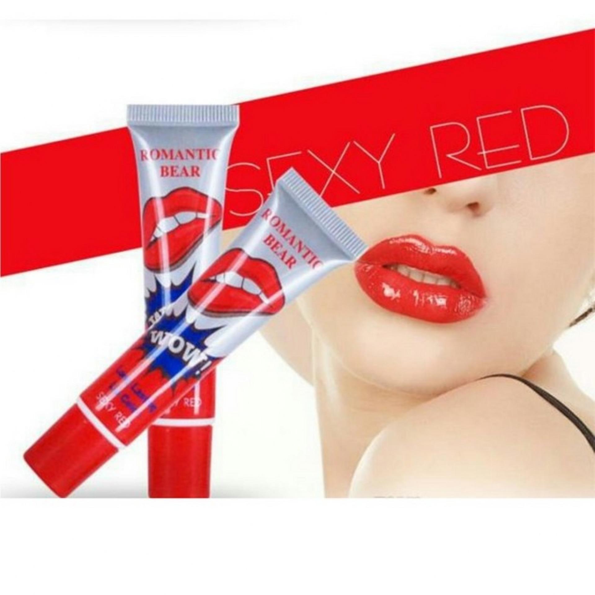 ROMANTIC BEAR LIP TATTOO ลิปกลอสแบบลอกออกเหมือนสักสีปาก(SEXY RED)