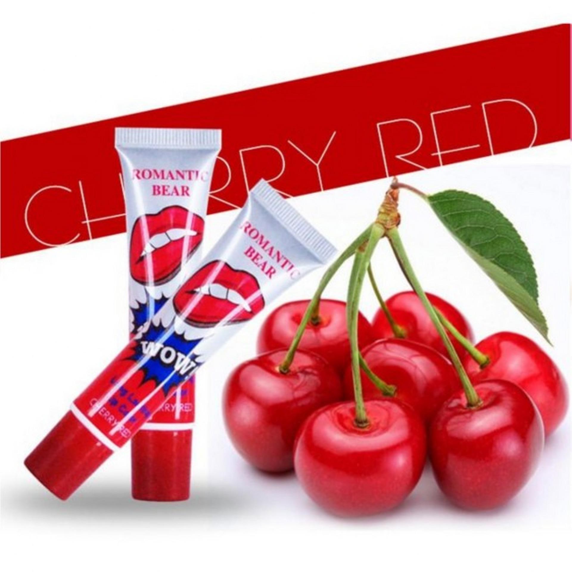 ROMANTIC BEAR LIP TATTOO ลิปกลอสแบบลอกออกเหมือนสักสีปาก(CHERRY RED)