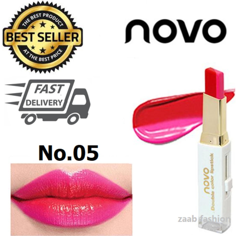 SALE!! Novo Lipstick ของแท้ 100% (Zaab Fashion) โนโว ลิปสติก 2 สีในแท่งเดียว ลิปสติกทูโทน โทนสีสวยแซ่บ เนื้อเป็นลิปบาล์ม มีมอยเจอไรเซอร์ บำรุงริมฝีปาก ทาง่าย เฉดสีชัด ติดทนนาน 2 Tone SALE!! Novo Lipstick ของแท้ 100% (Zaab Fashion) โนโว ลิปสติก 2 สีในแท่งเดียว ลิปสติกทูโทน โทนสีสวยแซ่บ เนื้อเป็นลิปบาล์ม มีมอยเจอไรเซอร์ บำรุงริมฝีปาก ทาง่าย เฉดสีชัด ติดทนนาน 2 Tone