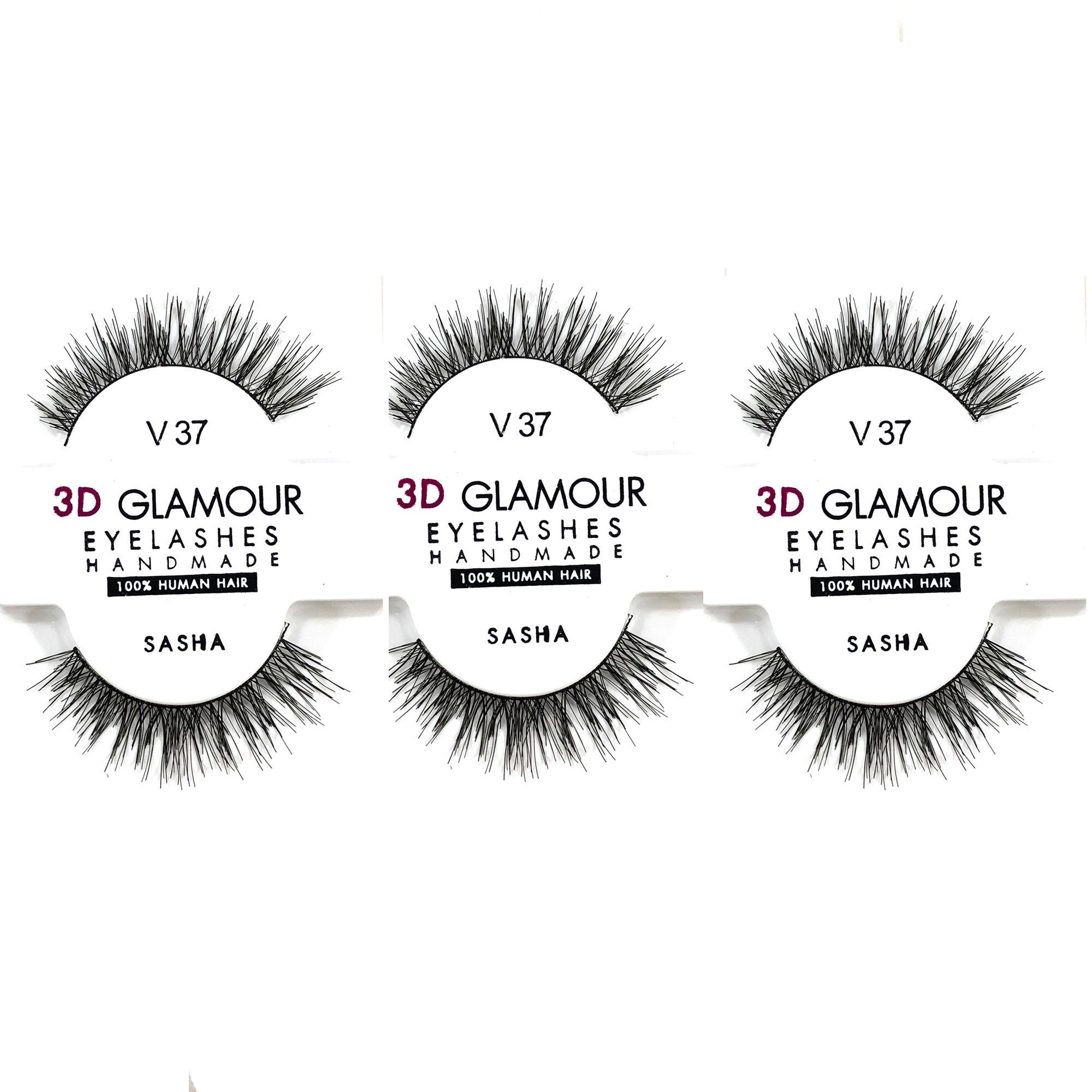 Sasha ขนตาปลอม 3D Glamour Handmade #V37 (3 คู่)