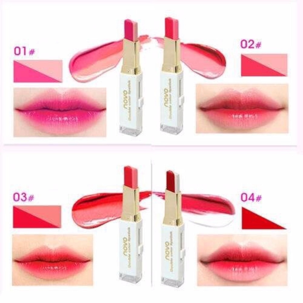 Set 4 NOVO Double Color Lipstick ลิปสติกสองโทนสี #01 #02 #03 #04 Set 4 NOVO Double Color Lipstick ลิปสติกสองโทนสี #01 #02 #03 #04