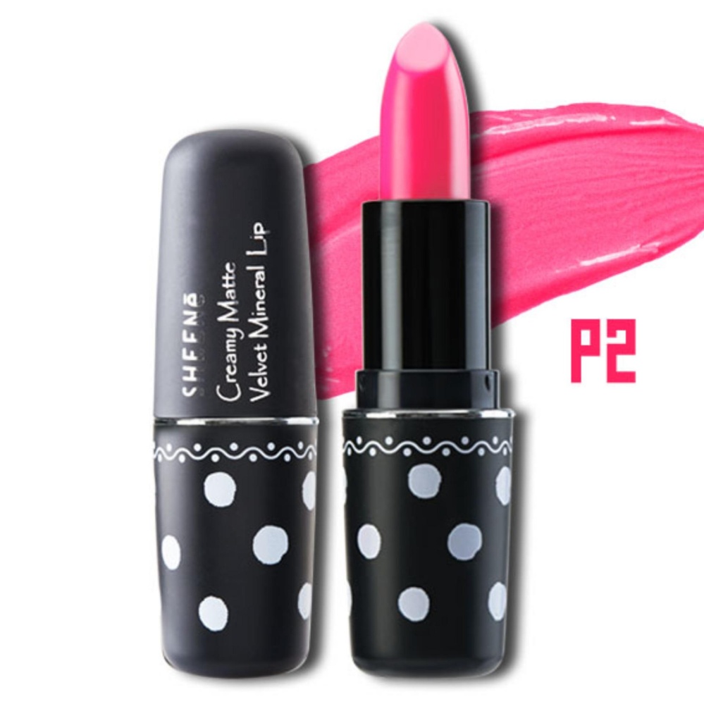 SHEENE CREAMY MATTE VELVET MINERAL LIP สี F1 ลิปสติกเนื้อครีมกึ่งด้าน ให้สัมผัสเนียนนุ่ม ดุจกำมะหยี่ในแบบ VELVET LOOKสัมผัสเข้มข้นทั้งชุ่มฉ่ำเนื้อกำมะหยี่ SHEENE CREAMY MATTE VELVET MINERAL LIP สี F1 ลิปสติกเนื้อครีมกึ่งด้าน ให้สัมผัสเนียนนุ่ม ดุจกำมะหยี่ในแบบ VELVET LOOKสัมผัสเข้มข้นทั้งชุ่มฉ่ำเนื้อกำมะหยี่