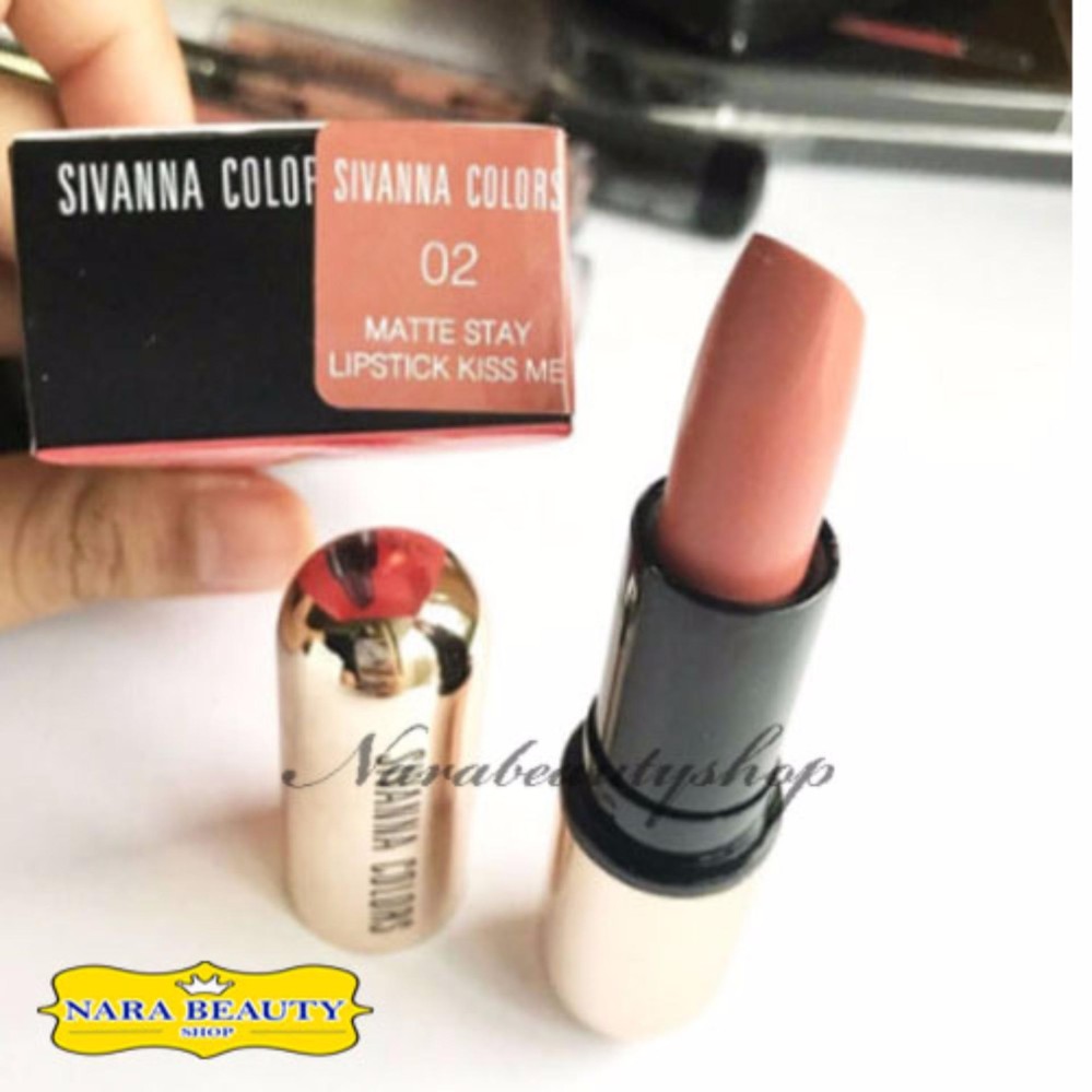 SIVANNA COLORS MATTE STAY LIPSTICK KISS ME #02 ลิปสติกคิสมี เบอร์ 2