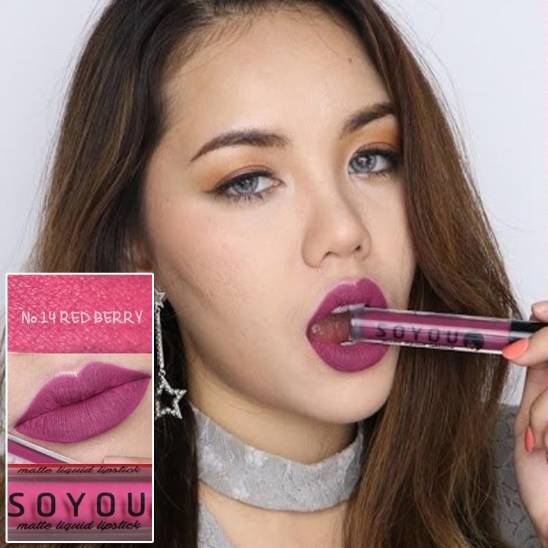 Soyou ลิปจูบไม่หลุด ลิปสติก ลิปจุ่ม ลิปเนื้อแมท No.14 (red berry) Soyou ลิปจูบไม่หลุด ลิปสติก ลิปจุ่ม ลิปเนื้อแมท No.14 (red berry)