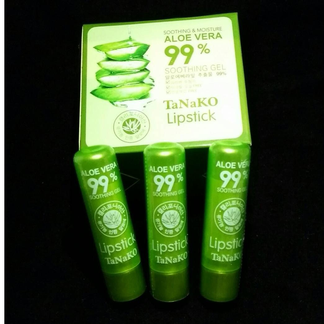 Tanako Aloe Vera 99% Lipstick ลิปว่านหางจระเข้ ลิปมันเปลี่ยนสี 3.5g (3 แท่ง) Tanako Aloe Vera 99% Lipstick ลิปว่านหางจระเข้ ลิปมันเปลี่ยนสี 3.5g (3 แท่ง)