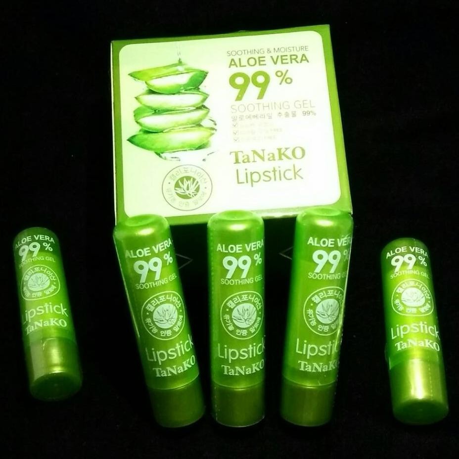 Tanako Aloe Vera 99% Lipstick ลิปว่านหางจระเข้ ลิปมันเปลี่ยนสี 3.5g (5 แท่ง)