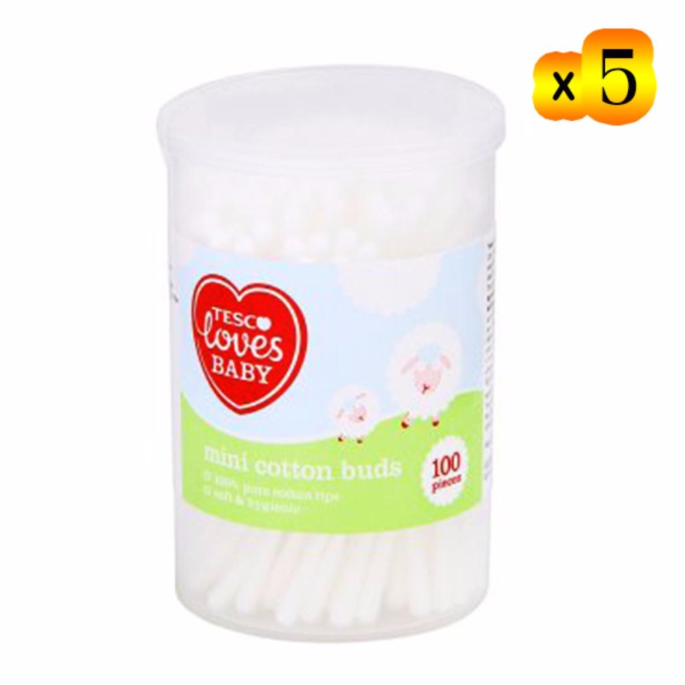 Tesco เทสโก้ เลิฟเบบี้ สำลีก้านเล็กกระปุก 100X5 ก้าน - 5 กระปุก Tesco เทสโก้ เลิฟเบบี้ สำลีก้านเล็กกระปุก 100X5 ก้าน - 5 กระปุก