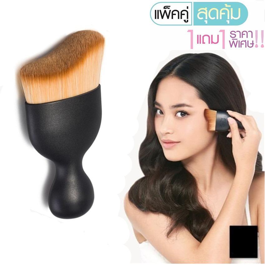 Unbranded แปรงเกลี่ยรองพื้น แปรงลงรองพื้น Curved Face Brush Y1 - Black (2ชิ้น)