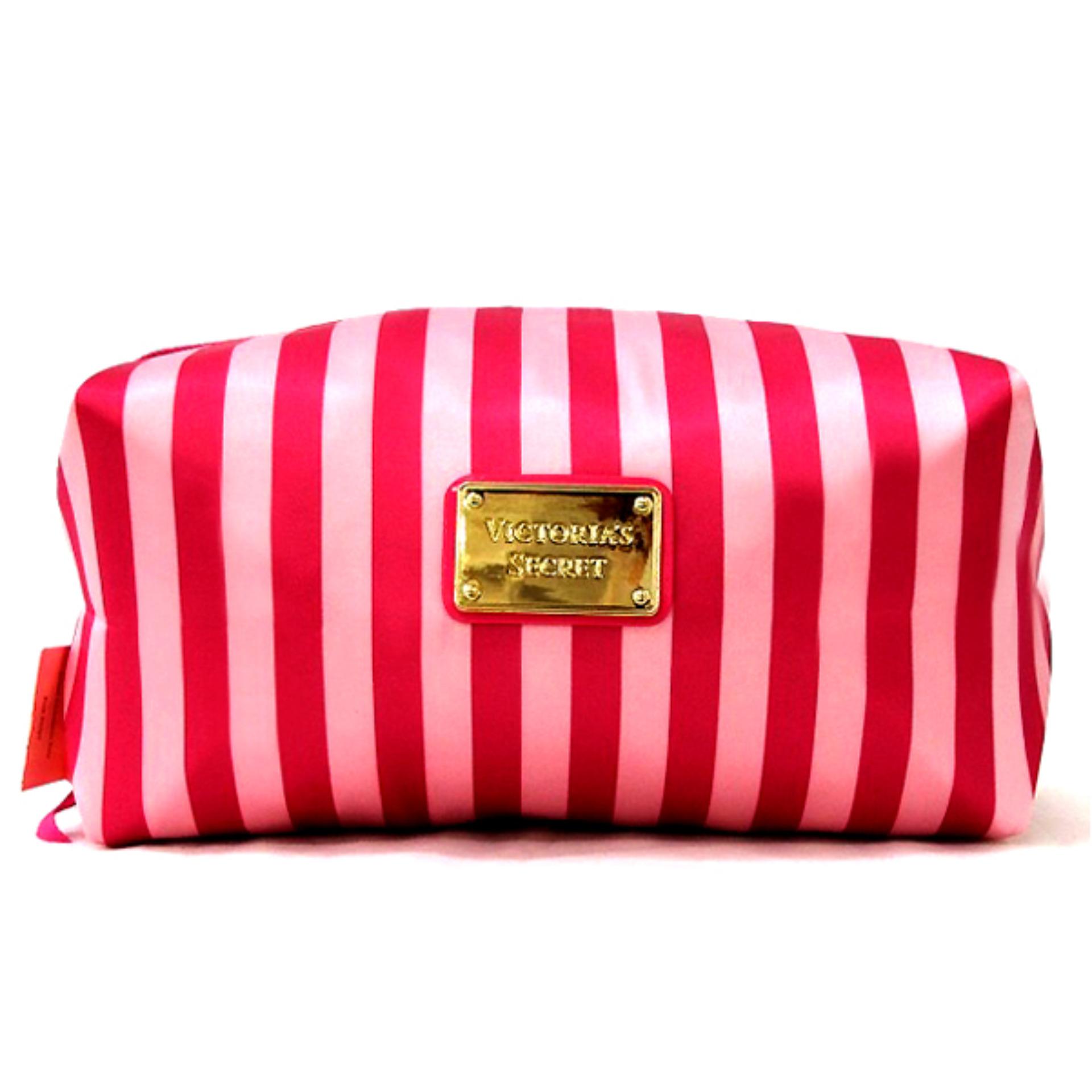 Victoria's Secret Signature Hot Pink Strip Cosmetic Pouch