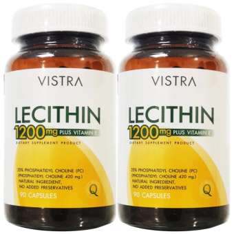 Vistra Lecithin 1200mg Plus Vitamin E 90เม็ด (2ขวด) วิสทร้า เลซิติน 1200 มิลลิกรัม พลัส วิตามิน อี Vistra Lecithin 1200mg Plus Vitamin E 90เม็ด (2ขวด) วิสทร้า เลซิติน 1200 มิลลิกรัม พลัส วิตามิน อี