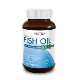 Vistra Salmon Fish Oil 1000MG วิสทร้า ผลิตภัณฑ์อาหารสเริม น้ำมันปลาแซลมอน 1000 มก. 45 เม็ด Vistra Salmon Fish Oil 1000MG วิสทร้า ผลิตภัณฑ์อาหารสเริม น้ำมันปลาแซลมอน 1000 มก. 45 เม็ด