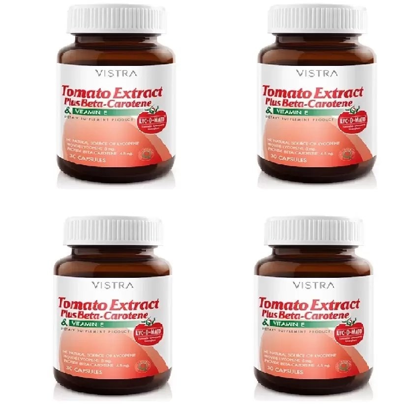VISTRA Tomato Extract 30เม็ด(4ขวด)สารสกัดจากมะเขือเทศ30แคปซูล