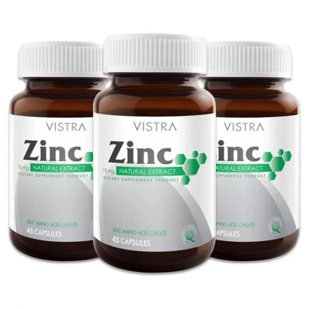 Vistra Zinc 15mg 45เม็ด(3ขวด)วีสทร้า ซิงค์15มก