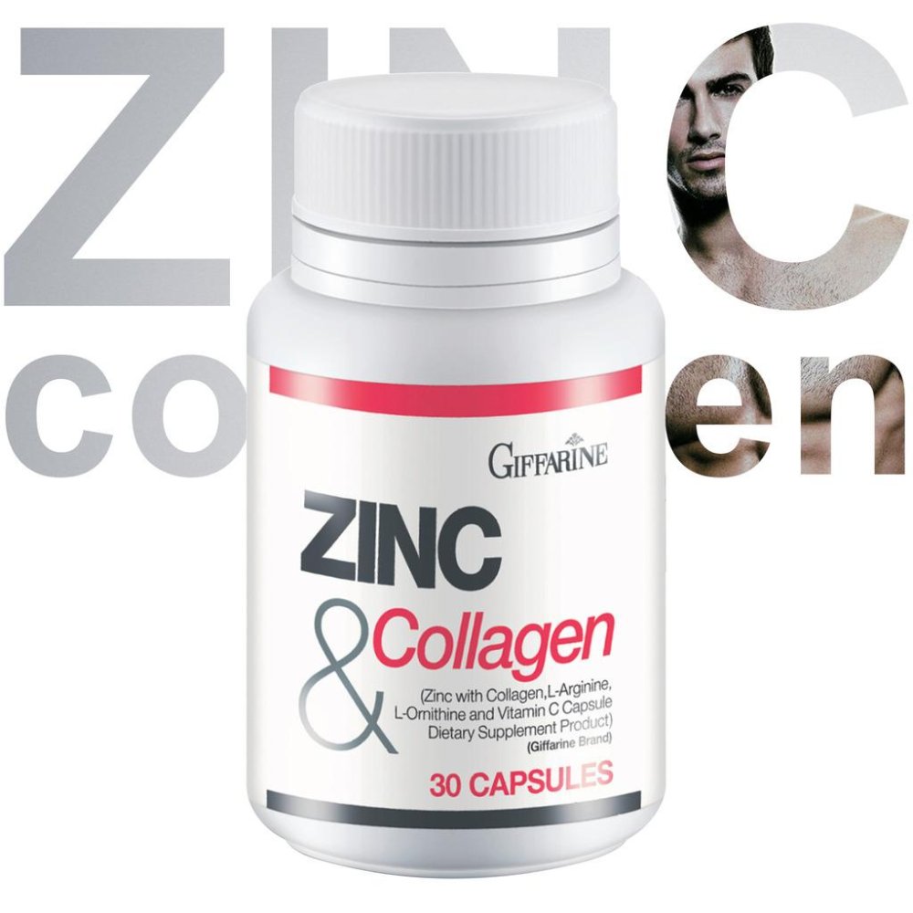 Zinc&collagenป้องกันการเกิดสิว ลดผมร่วง สร้างกล้ามเนื้อ อสุจิแข็งแรง กระตุ้นการสร้างโกรท ฮอร์โมน คงความเป็นหนุ่มสาว30แคปซูล1กระปุก
