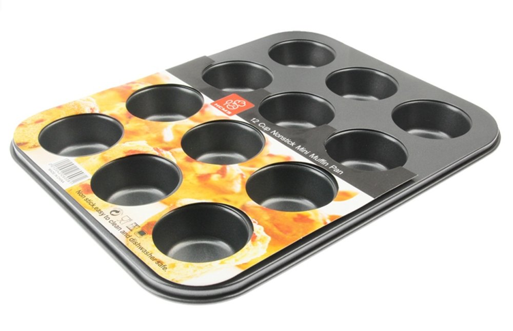 WINS ถาดอบมินิมัฟฟินเคลือบเทฟล่อน 12 ชิ้น ขนาด 26 x 20.5ซม. - Black
