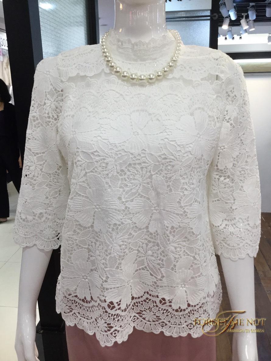 Forget me not เสื้อลูกไม้อิตาลี่ แขน 5 ส่วนแขนตรงใส่สวยเรยค่ะ ทอแน่นมากค่ะ