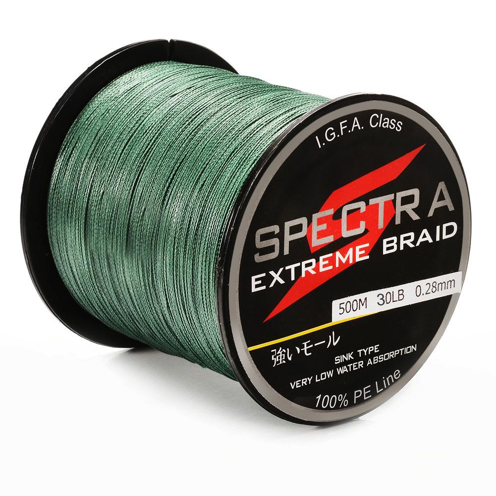 500m Plastic Braided Fishing Line Multifilament PE Line 20LB Test Moss 0.23mm Diameter fish line
