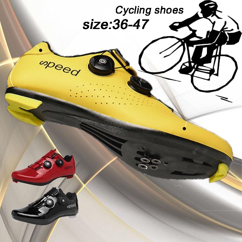 （Shoe King ) ใหม่ Upline รองเท้าขี่จักรยานถนนผู้ชายผู้หญิงรองเท้าจักรยานถนนเบาจักรยานรองเท้าผ้าใบล็อคตัวเองมืออาชีพระบายอากาศ 36-46