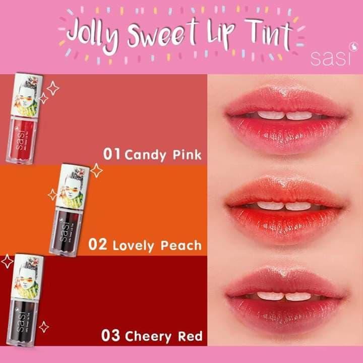 มี 3 สีให้เลือก Sasi Jolly Sweet lip tint ศศิ ลิป ทิ้นท์ จำนวน 1 ขวด มี 3 สีให้เลือก Sasi Jolly Sweet lip tint ศศิ ลิป ทิ้นท์ จำนวน 1 ขวด