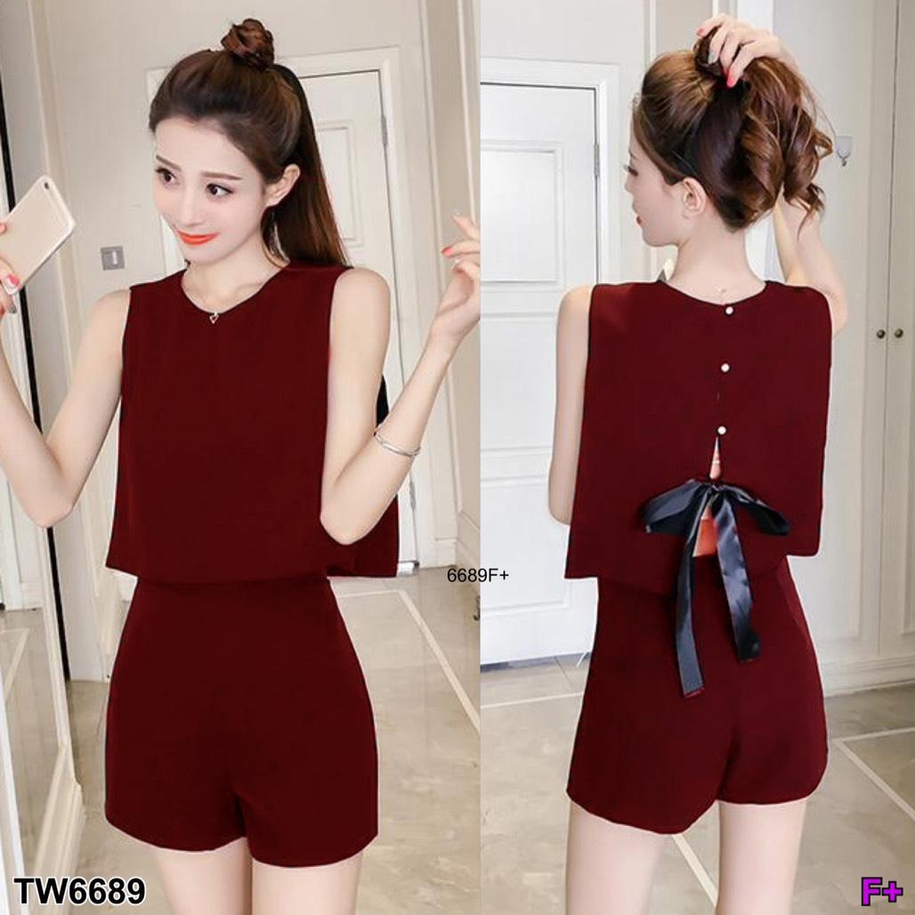 TW6689 Set เสื้อผูกริบบิ้นหลัง+กางเกง**สอบถามสินค้าก่อนสั่งซื้อ
